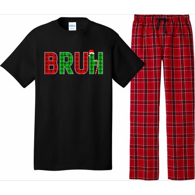 Bruh Funny Christmas Red Plaid Teens Xmas Pajamas Pajama Set