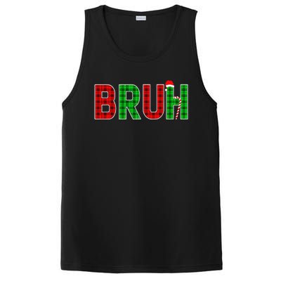 Bruh Funny Christmas Red Plaid Teens Xmas Pajamas PosiCharge Competitor Tank