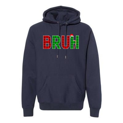 Bruh Funny Christmas Red Plaid Teens Xmas Pajamas Premium Hoodie