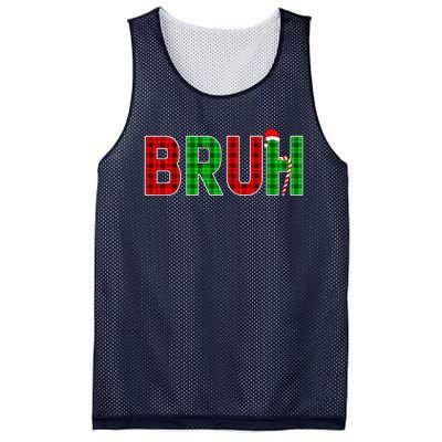 Bruh Funny Christmas Red Plaid Teens Xmas Pajamas Mesh Reversible Basketball Jersey Tank