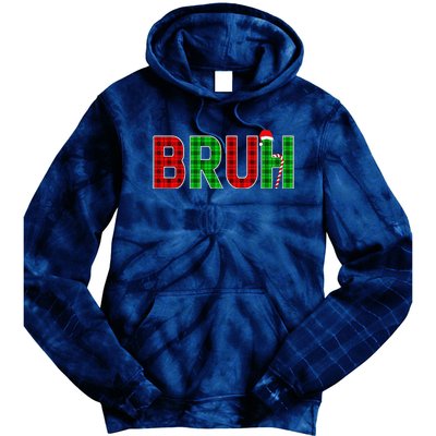 Bruh Funny Christmas Red Plaid Teens Xmas Pajamas Tie Dye Hoodie