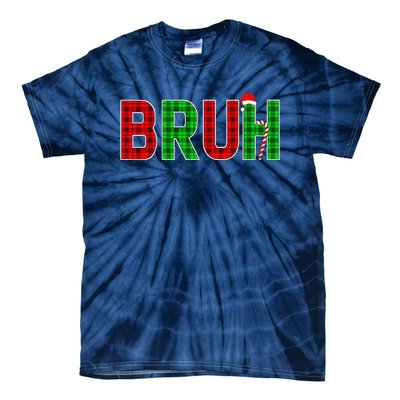 Bruh Funny Christmas Red Plaid Teens Xmas Pajamas Tie-Dye T-Shirt