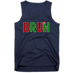 Bruh Funny Christmas Red Plaid Teens Xmas Pajamas Tank Top