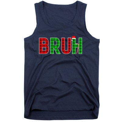 Bruh Funny Christmas Red Plaid Teens Xmas Pajamas Tank Top