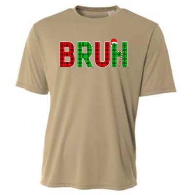 Bruh Funny Christmas Red Plaid Teens Xmas Pajamas Cooling Performance Crew T-Shirt