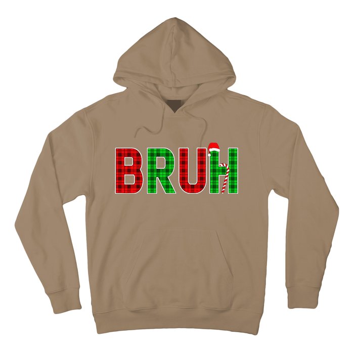 Bruh Funny Christmas Red Plaid Teens Xmas Pajamas Hoodie