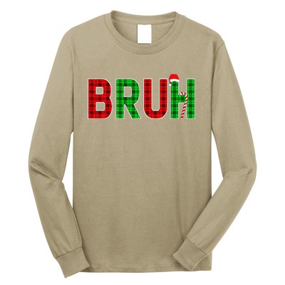 Bruh Funny Christmas Red Plaid Teens Xmas Pajamas Long Sleeve Shirt