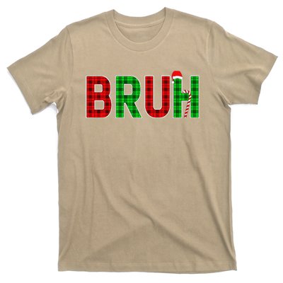 Bruh Funny Christmas Red Plaid Teens Xmas Pajamas T-Shirt