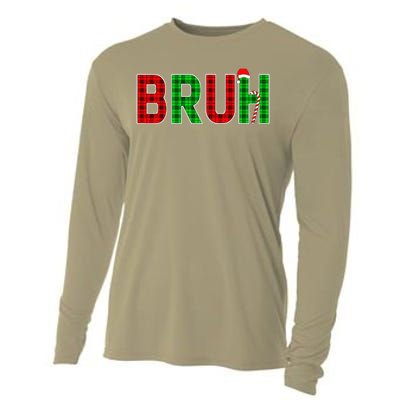 Bruh Funny Christmas Red Plaid Teens Xmas Pajamas Cooling Performance Long Sleeve Crew