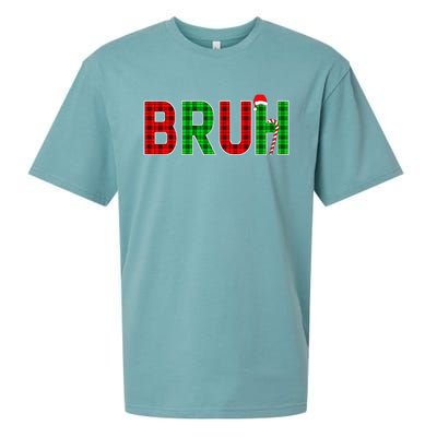 Bruh Funny Christmas Red Plaid Teens Xmas Pajamas Sueded Cloud Jersey T-Shirt