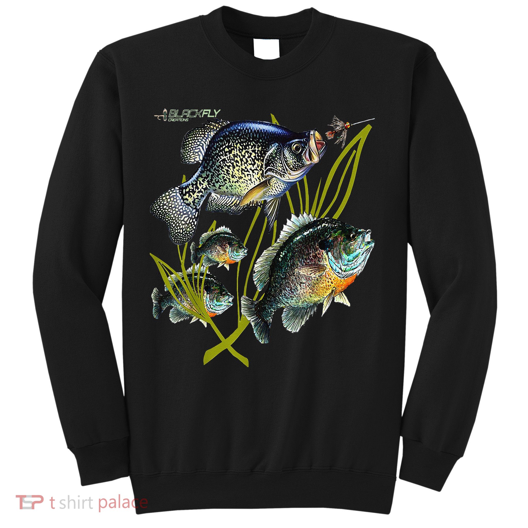 Black Fly Crappie Bluegill Fishing Panfish Flies Jig Sweatshirt