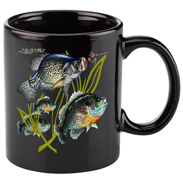 Black Fly Crappie Bluegill Fishing Panfish Flies Jig 11oz C Handle Ceramic Mug
