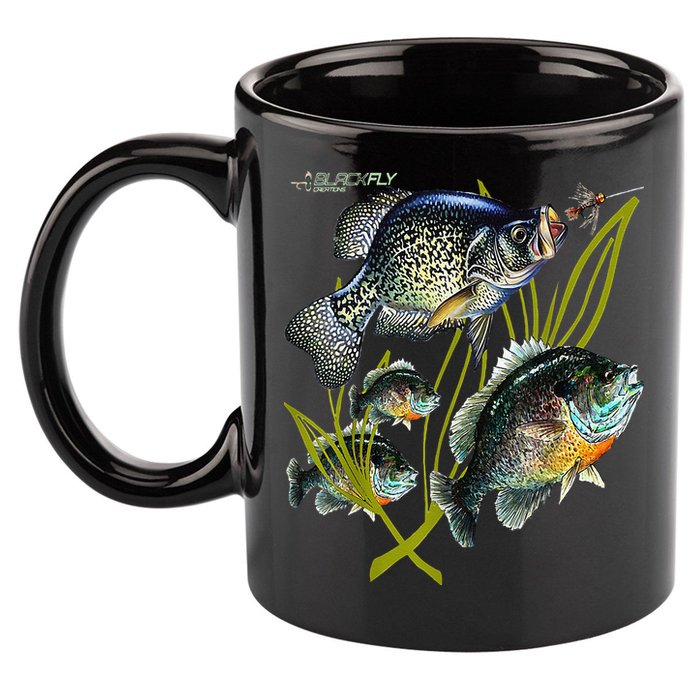 Black Fly Crappie Bluegill Fishing Panfish Flies Jig 11oz C Handle Ceramic Mug