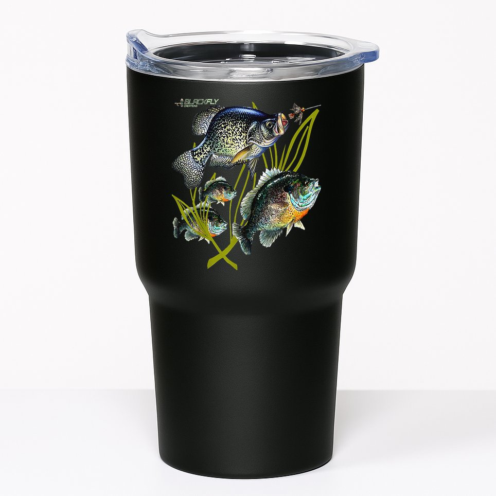 Black Fly Crappie Bluegill Fishing Panfish Flies Jig Tumbler