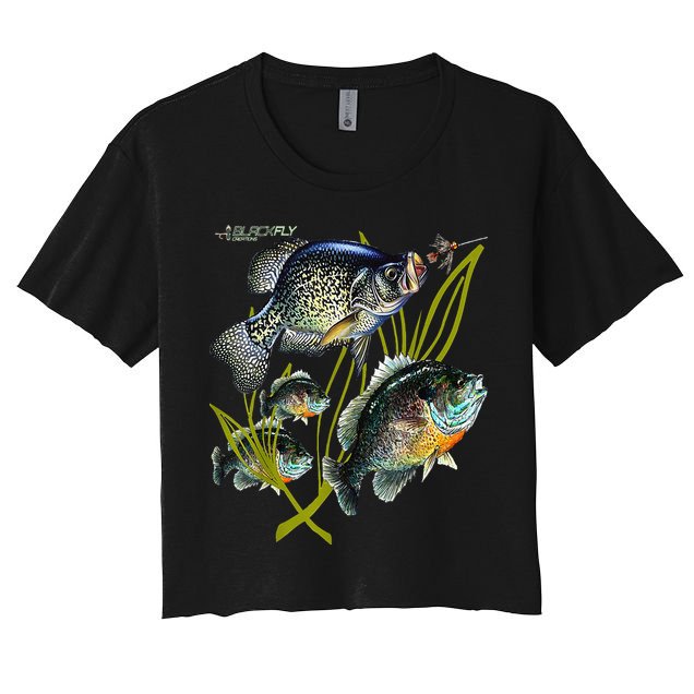 Black Fly Crappie Bluegill Fishing Panfish Flies Jig Crop Top