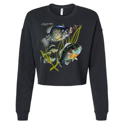 Black Fly Crappie Bluegill Fishing Panfish Flies Jig Cropped Pullover Crew