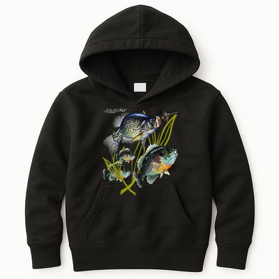 Black Fly Crappie Bluegill Fishing Panfish Flies Jig Kids Hoodie