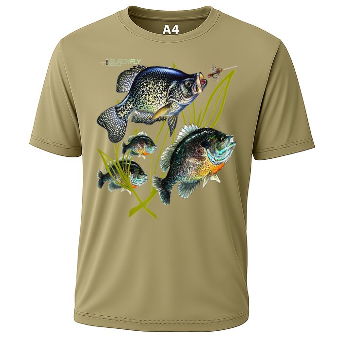 Black Fly Crappie Bluegill Fishing Panfish Flies Jig Cooling Performance Crew T-Shirt