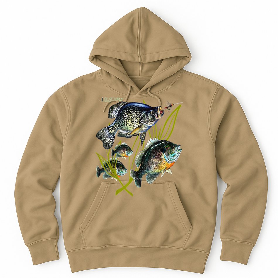 Black Fly Crappie Bluegill Fishing Panfish Flies Jig Hoodie