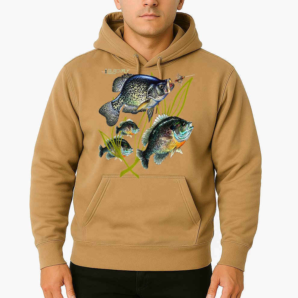 Black Fly Crappie Bluegill Fishing Panfish Flies Jig Hoodie