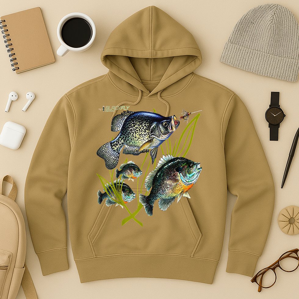 Black Fly Crappie Bluegill Fishing Panfish Flies Jig Hoodie