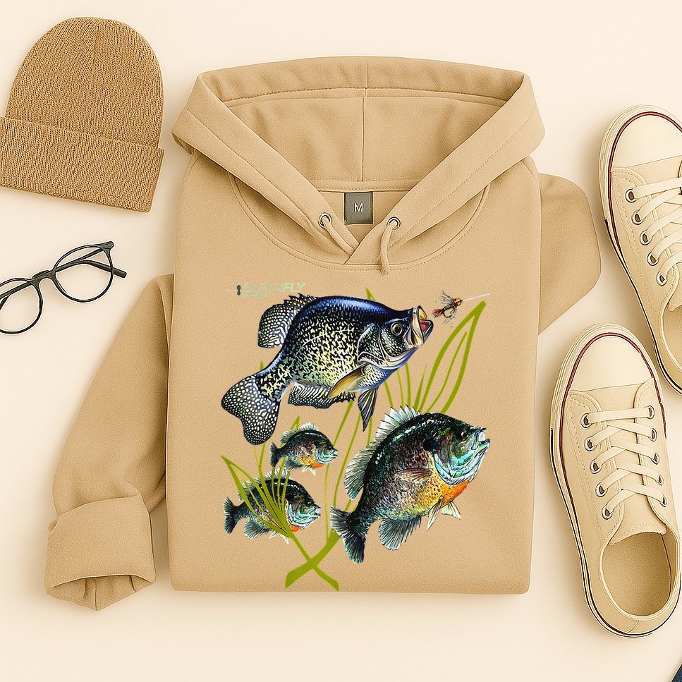 Black Fly Crappie Bluegill Fishing Panfish Flies Jig Hoodie