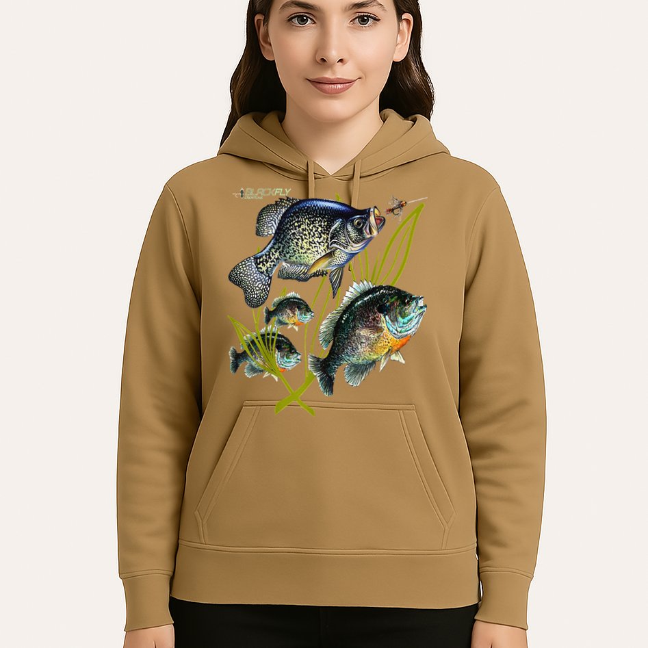 Black Fly Crappie Bluegill Fishing Panfish Flies Jig Hoodie