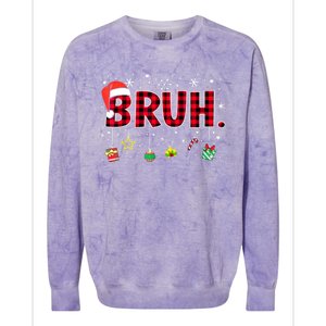 Bruh Funny Christmas Red Plaid Xmas Pajamas Gift Colorblast Crewneck Sweatshirt