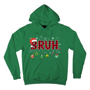 Bruh Funny Christmas Red Plaid Xmas Pajamas Gift Hoodie