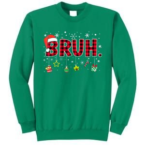 Bruh Funny Christmas Red Plaid Xmas Pajamas Gift Sweatshirt