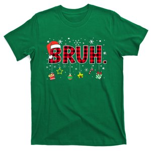 Bruh Funny Christmas Red Plaid Xmas Pajamas Gift T-Shirt