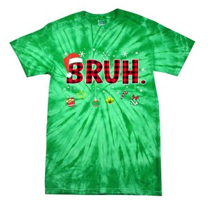 Bruh Funny Christmas Red Plaid Xmas Pajamas Gift Tie-Dye T-Shirt