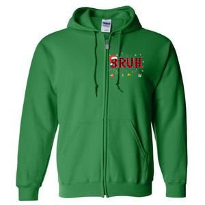 Bruh Funny Christmas Red Plaid Xmas Pajamas Gift Full Zip Hoodie