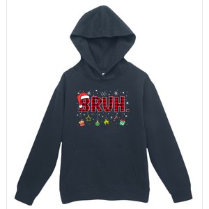 Bruh Funny Christmas Red Plaid Xmas Pajamas Gift Urban Pullover Hoodie