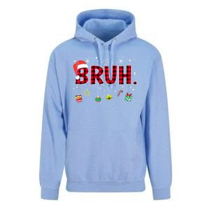 Bruh Funny Christmas Red Plaid Xmas Pajamas Gift Unisex Surf Hoodie