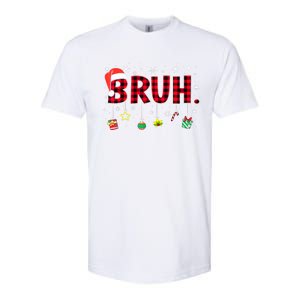 Bruh Funny Christmas Red Plaid Xmas Pajamas Gift Softstyle CVC T-Shirt