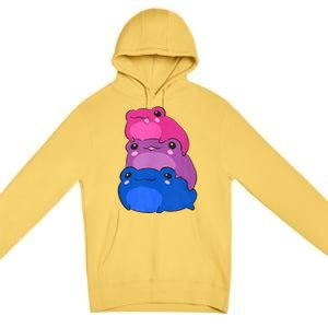 Bisexual Flag Color Frogs Subtle Bi Pride Lgbtq Aesthetic Premium Pullover Hoodie