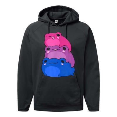 Bisexual Flag Color Frogs Subtle Bi Pride Lgbtq Aesthetic Performance Fleece Hoodie