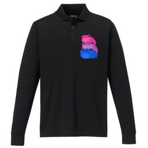 Bisexual Flag Color Frogs Subtle Bi Pride Lgbtq Aesthetic Performance Long Sleeve Polo