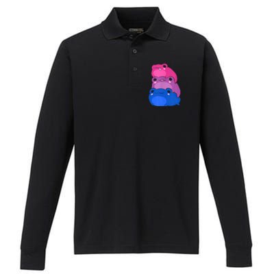 Bisexual Flag Color Frogs Subtle Bi Pride Lgbtq Aesthetic Performance Long Sleeve Polo