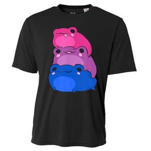 Bisexual Flag Color Frogs Subtle Bi Pride Lgbtq Aesthetic Cooling Performance Crew T-Shirt