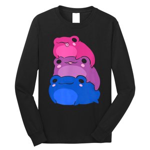 Bisexual Flag Color Frogs Subtle Bi Pride Lgbtq Aesthetic Long Sleeve Shirt