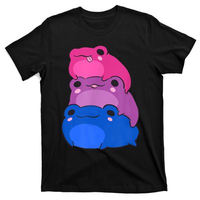 Bisexual Flag Color Frogs Subtle Bi Pride Lgbtq Aesthetic T-Shirt