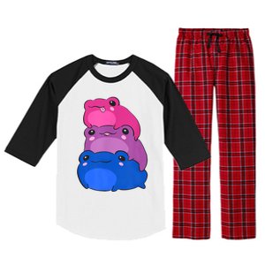 Bisexual Flag Color Frogs Subtle Bi Pride Lgbtq Aesthetic Raglan Sleeve Pajama Set