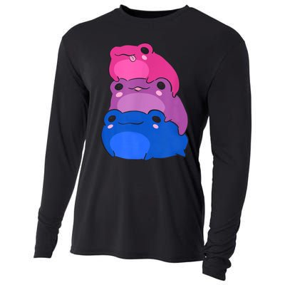 Bisexual Flag Color Frogs Subtle Bi Pride Lgbtq Aesthetic Cooling Performance Long Sleeve Crew