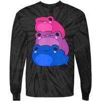 Bisexual Flag Color Frogs Subtle Bi Pride Lgbtq Aesthetic Tie-Dye Long Sleeve Shirt