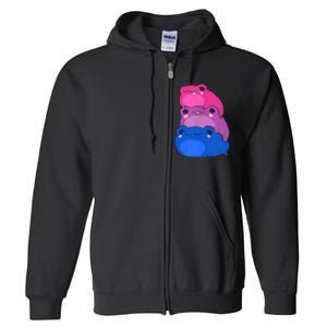 Bisexual Flag Color Frogs Subtle Bi Pride Lgbtq Aesthetic Full Zip Hoodie