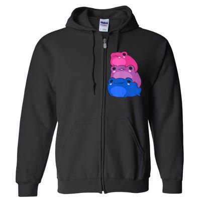 Bisexual Flag Color Frogs Subtle Bi Pride Lgbtq Aesthetic Full Zip Hoodie