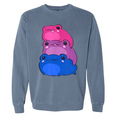 Bisexual Flag Color Frogs Subtle Bi Pride Lgbtq Aesthetic Garment-Dyed Sweatshirt