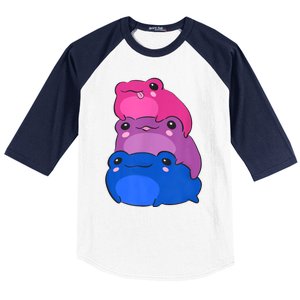 Bisexual Flag Color Frogs Subtle Bi Pride Lgbtq Aesthetic Baseball Sleeve Shirt